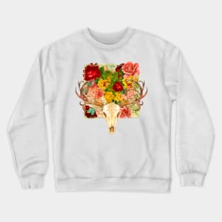 Flowered Deer Skull Crewneck Sweatshirt